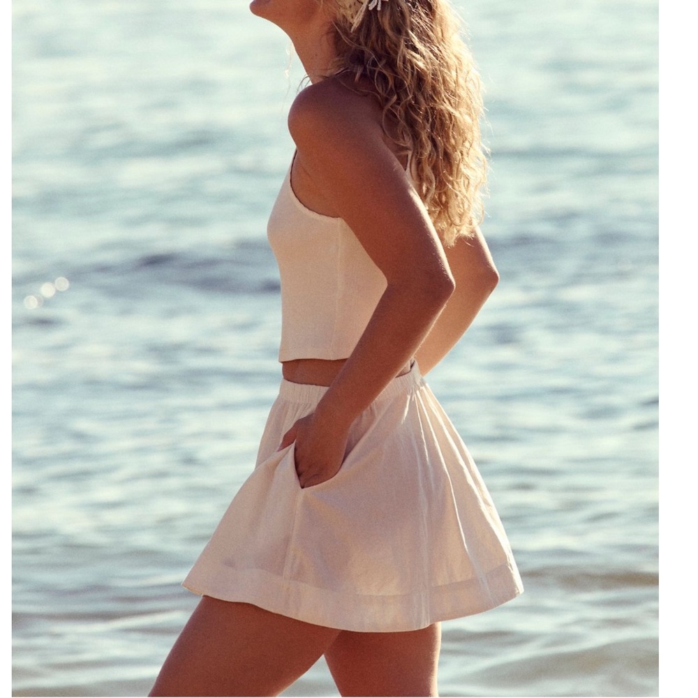 Free People Milani White Sleeveless Top and Skirt Set